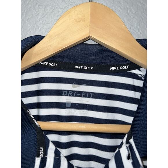 Nike Golf Dri Fit Men’s Striped Polo Blue White Shirt Size MediumRetails New $55 - Picture 3 of 4